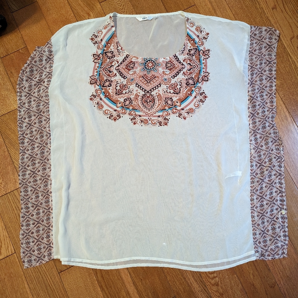 Printed Mesh Caftan Coverup